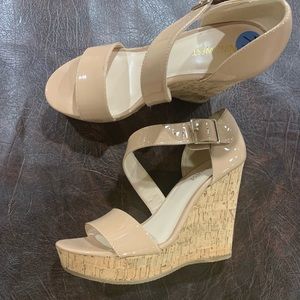 Nine West wedge sandals, worn once!